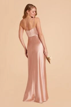 Kensie Shiny Satin Dress - Rose Gold 12 Kensie Shiny Satin Dress - Rose Gold -Wedding Dress Store rose gold kensie satin bridesmaid dress 02