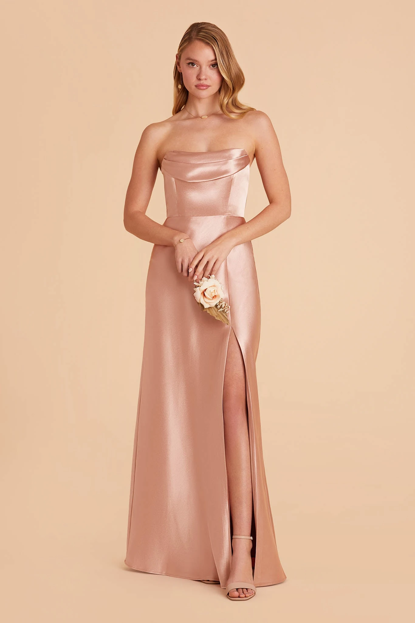 Mia Shiny Satin Convertible Dress - Rose Gold 7 Mia Shiny Satin Convertible Dress - Rose Gold - Image 5