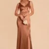 Gloria Shiny Satin Dress - Rust -Wedding Dress Store rust gloria satin bridesmaid dress 02