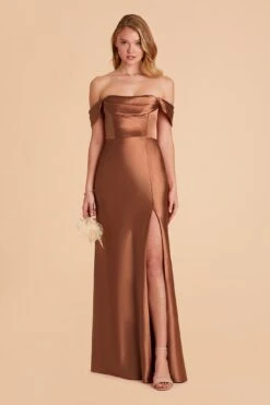 Mia Shiny Satin Convertible Dress - Rust -Wedding Dress Store rust mia convertible satin bridesmaid dress 02