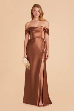 Mia Shiny Satin Convertible Dress - Rust -Wedding Dress Store rust mia convertible satin bridesmaid dress 03