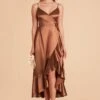 YC Shiny Satin Midi Dress - Rust 1 YC Shiny Satin Midi Dress - Rust -Wedding Dress Store rust yc satin bridesmaid dress 02