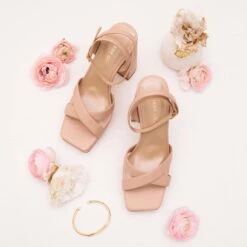 Ryanne Platform Heel - Nude Blush -Wedding Dress Store ryanne nude blush bridesmaid shoes flat lay 02 rt