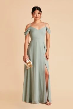 Devin Convertible Dress - Sage -Wedding Dress Store sage devin convertible slit chiffon bridesmaid dress 02