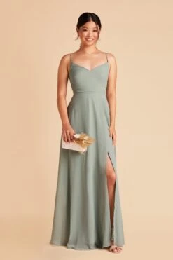 Devin Convertible Dress - Sage -Wedding Dress Store sage devin convertible slit chiffon bridesmaid dress 04