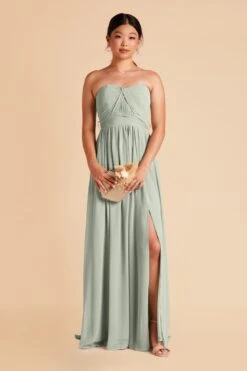 Grace Convertible Dress - Sage -Wedding Dress Store sage grace convertible slit chiffon bridesmaid dress 01