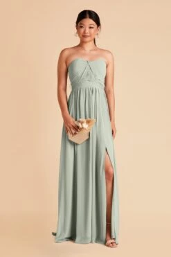 Grace Convertible Dress - Sage -Wedding Dress Store sage grace convertible slit chiffon bridesmaid dress 02