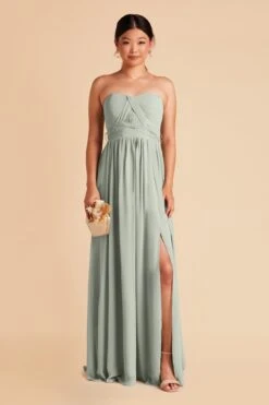 Grace Convertible Dress - Sage -Wedding Dress Store sage grace convertible slit chiffon bridesmaid dress 04