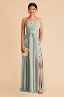 Grace Convertible Dress - Sage -Wedding Dress Store sage grace convertible slit chiffon bridesmaid dress 05