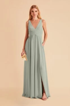 Laurie Empire Dress - Sage -Wedding Dress Store sage laurie maternity chiffon bridesmaid dress 08