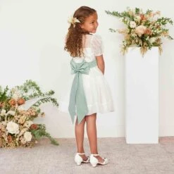 Liz Flower Girl Sash - Sage -Wedding Dress Store sage liz flower girl sash 01 c60f8cbd 87fe 4e45 bda8 44bbc6521091