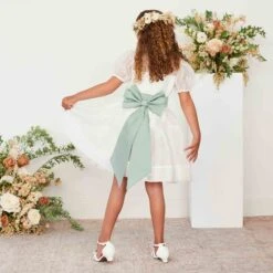 Liz Flower Girl Sash - Sage -Wedding Dress Store sage liz flower girl sash 02 f660cf61 c70a 4285 b61b 529e05369a3f