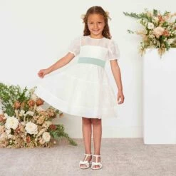 Liz Flower Girl Sash - Sage -Wedding Dress Store sage liz flower girl sash 04