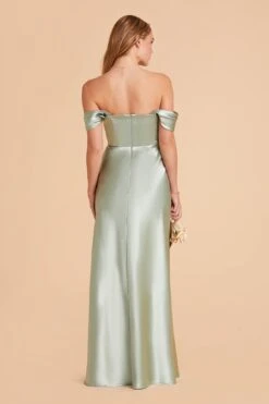 Mia Shiny Satin Convertible Dress - Sage -Wedding Dress Store sage mia convertible satin bridesmaid dress 05