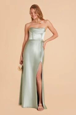 Mia Shiny Satin Convertible Dress - Sage -Wedding Dress Store sage mia convertible satin bridesmaid dress 07