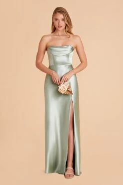 Mia Shiny Satin Convertible Dress - Sage -Wedding Dress Store sage mia convertible satin bridesmaid dress 08
