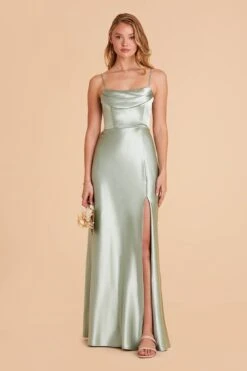 Mia Shiny Satin Convertible Dress - Sage -Wedding Dress Store sage mia convertible satin bridesmaid dress 13