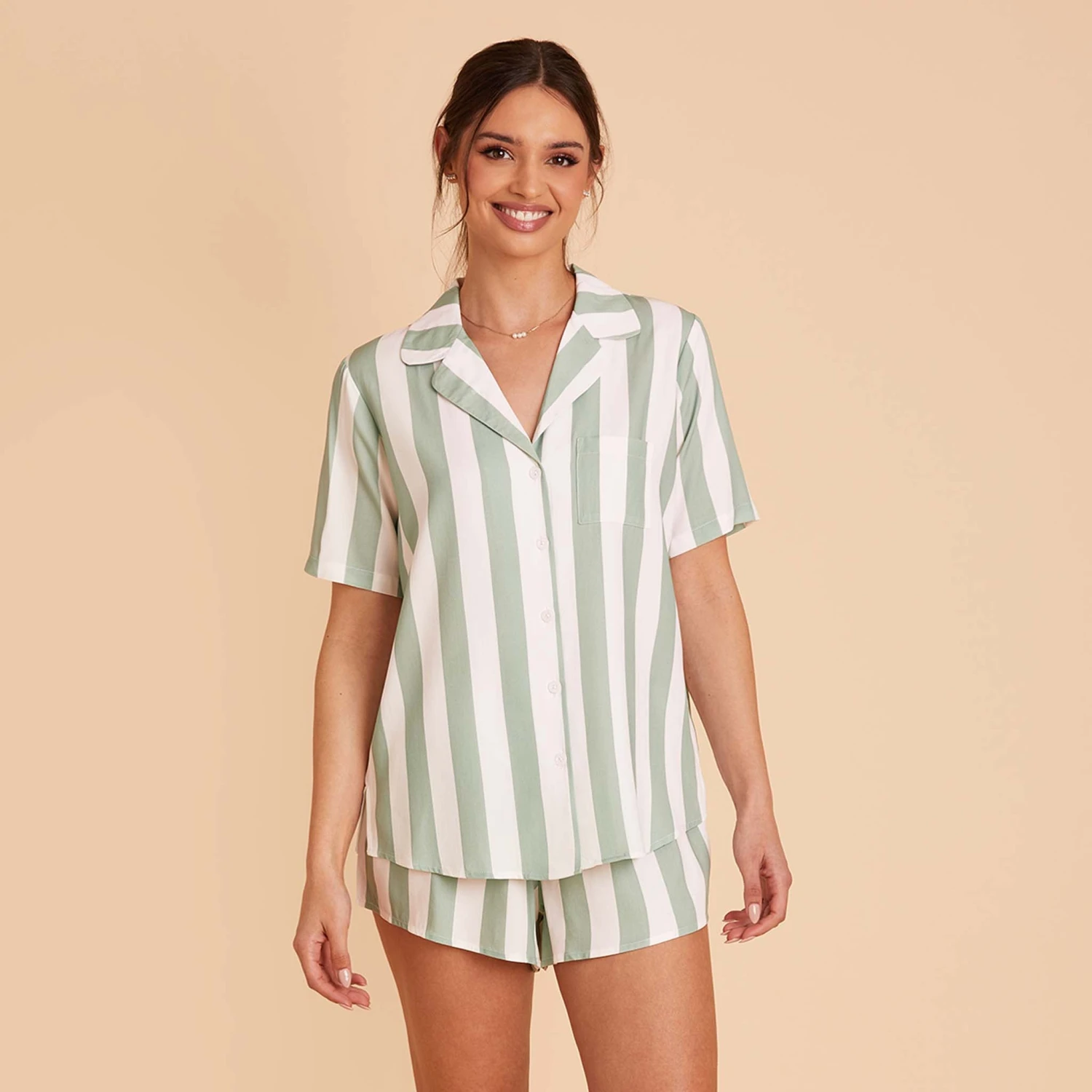 Eddie Pajama Set - Sage Stripe 6 Eddie Pajama Set - Sage Stripe - Image 4