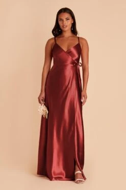 Cindy Shiny Satin Dress - Spice