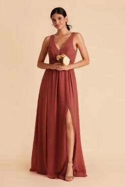 Laurie Empire Dress - Spice -Wedding Dress Store spice laurie slit bridesmaid dress 02