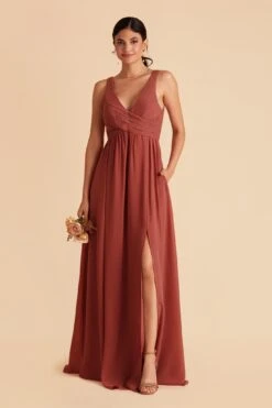 Laurie Empire Dress - Spice -Wedding Dress Store spice laurie slit bridesmaid dress 03
