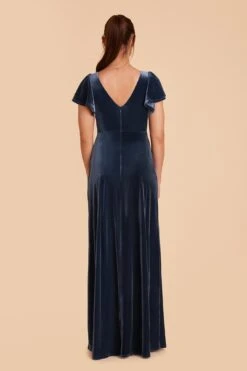 Hannah Velvet Dress - Storm Blue -Wedding Dress Store storm blue hannah velvet bridesmaid dress 05