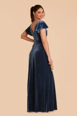 Hannah Velvet Dress - Storm Blue -Wedding Dress Store storm blue hannah velvet bridesmaid dress 06