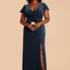 Hannah Velvet Dress - Storm Blue -Wedding Dress Store storm blue hannah velvet plus size bridesmaid dress 01