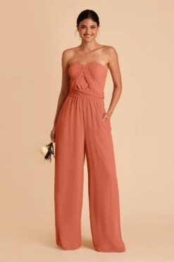 Gigi Convertible Jumpsuit - Terracotta -Wedding Dress Store terracotta gigi convertible bridesmaid jumpsuit 01