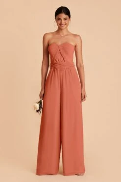 Gigi Convertible Jumpsuit - Terracotta -Wedding Dress Store terracotta gigi convertible bridesmaid jumpsuit 02
