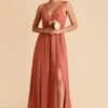 Laurie Empire Dress - Terracotta -Wedding Dress Store terracotta laurie slit bridesmaid dress 02