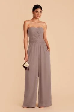 Gigi Convertible Jumpsuit - Toffee -Wedding Dress Store toffee gigi convertible slit bridesmaid jumpsuit 01