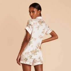 Jonny Floral Pajama Set - White Floral Meadow -Wedding Dress Store white jonny floral pj set bridesmaid pajamas 05