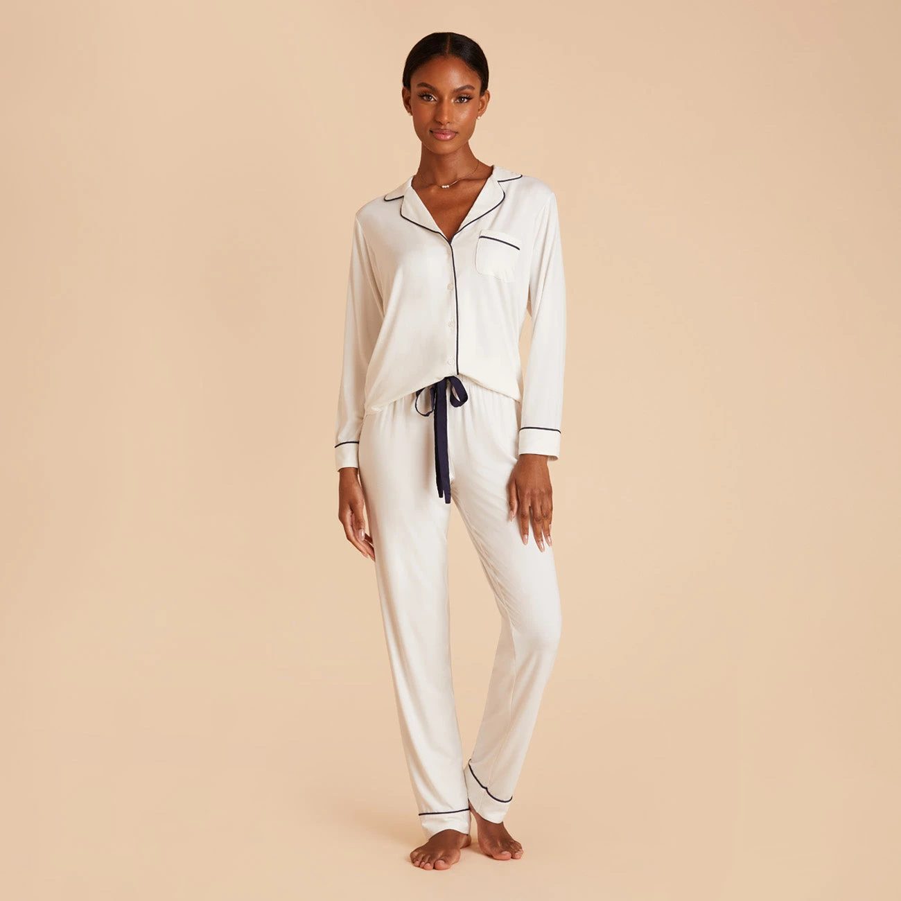 Jonny Long Sleeve Pajama And Pants Set - Ivory 5 Jonny Long Sleeve Pajama And Pants Set - Ivory - Image 3