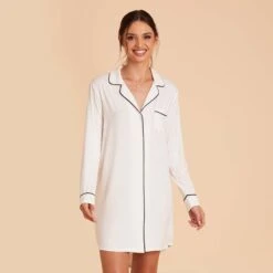 Kamryn Sleepshirt - White -Wedding Dress Store white kamryn sleepshirt bridesmaid pajama 03
